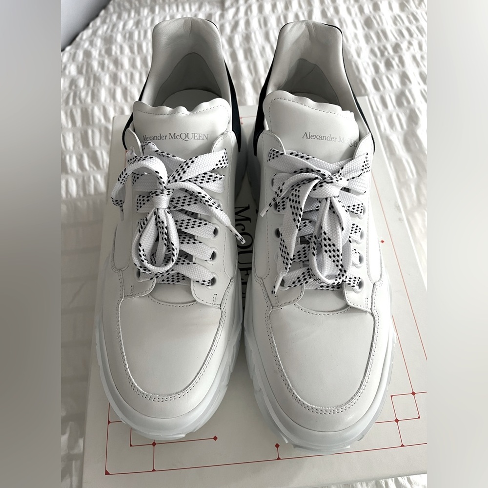 Alexander McQueen White and Navy Blue sneakers